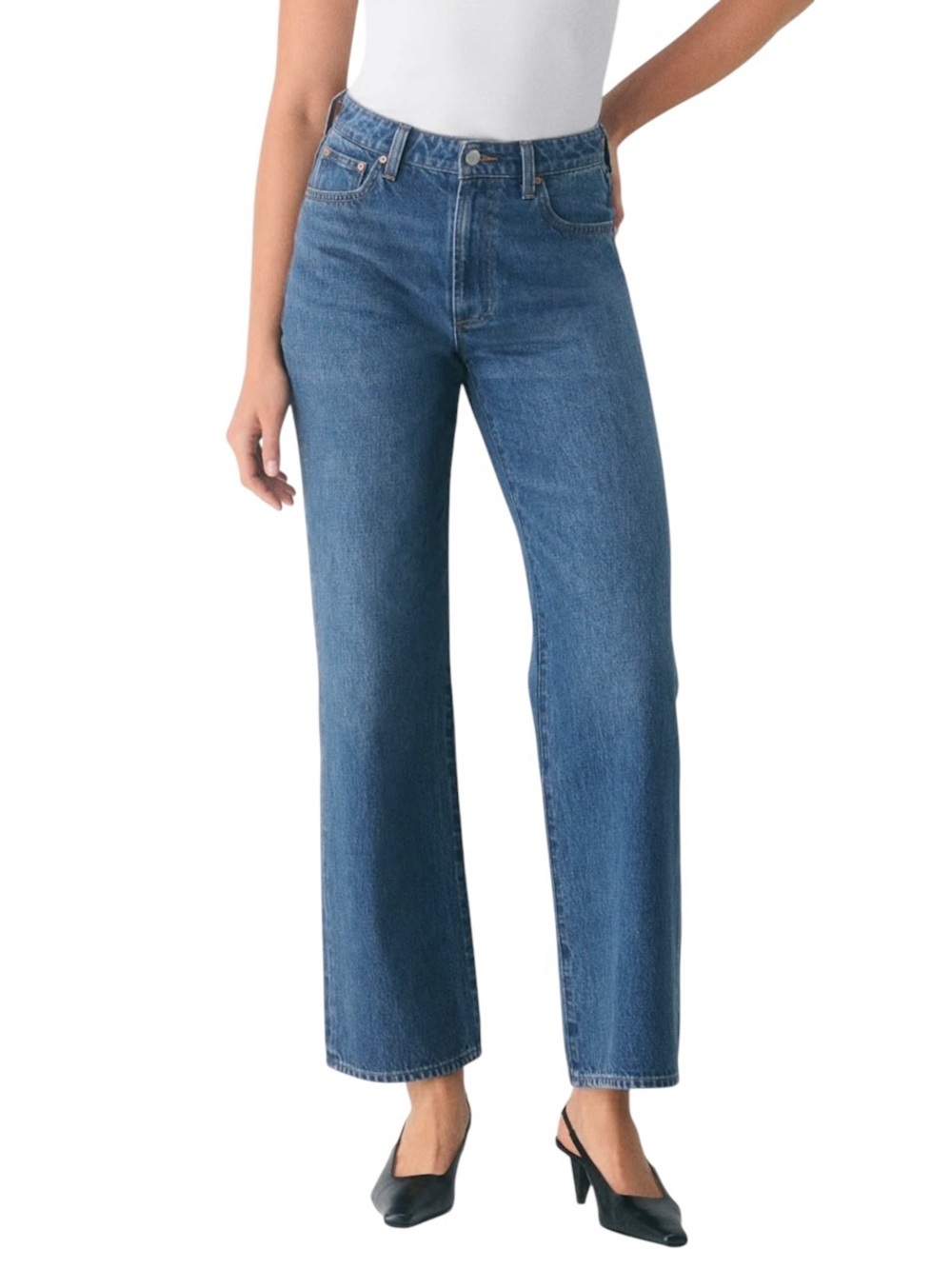 Aritzia Denim Forum Farrah Curve-Fit High-Rise Wide Leg Jeans Blue Sz 28